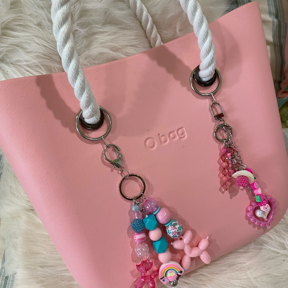O Bag Pink Tote with Playful Charms